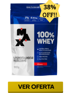 Max Titanium 100% Whey Protein Concentrado sabor morango x 900g