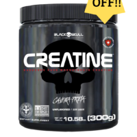 Creatina 300g Pura Black Skull Sem Sabor Potencialize Sua Força E Recuperacao Muscular