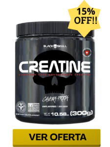 Creatina 300g Pura Black Skull Sem Sabor Potencialize Sua Força E Recuperacao Muscular