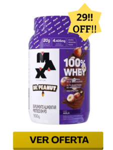 Whey Protein Dr. Peanut 100% Whey 900g Max Titanium - Sabor Avelã - Pós-Treino