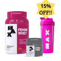 Combo Whey Feminino 900g, Creatina 150g E Coqueteleira Rosa - Alta Performance