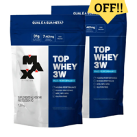 Combo 2 Top Whey 3w - Max Titanium - 1,8kg - Refil Ganho de Massa Muscular Alta Performance
