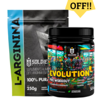 Kit: Evolution 300g+Arginina 250g Soldiers Nutrition Ganho de Massa Muscular Pré-Treino