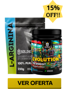 Kit: Evolution 300g+Arginina 250g Soldiers Nutrition Ganho de Massa Muscular Pré-Treino