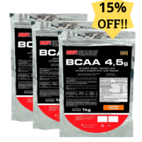 Combo 3x Bcaa 4,5g 1kg Refil Aminoácidos e Ganho de Massa Muscular Alta Performance